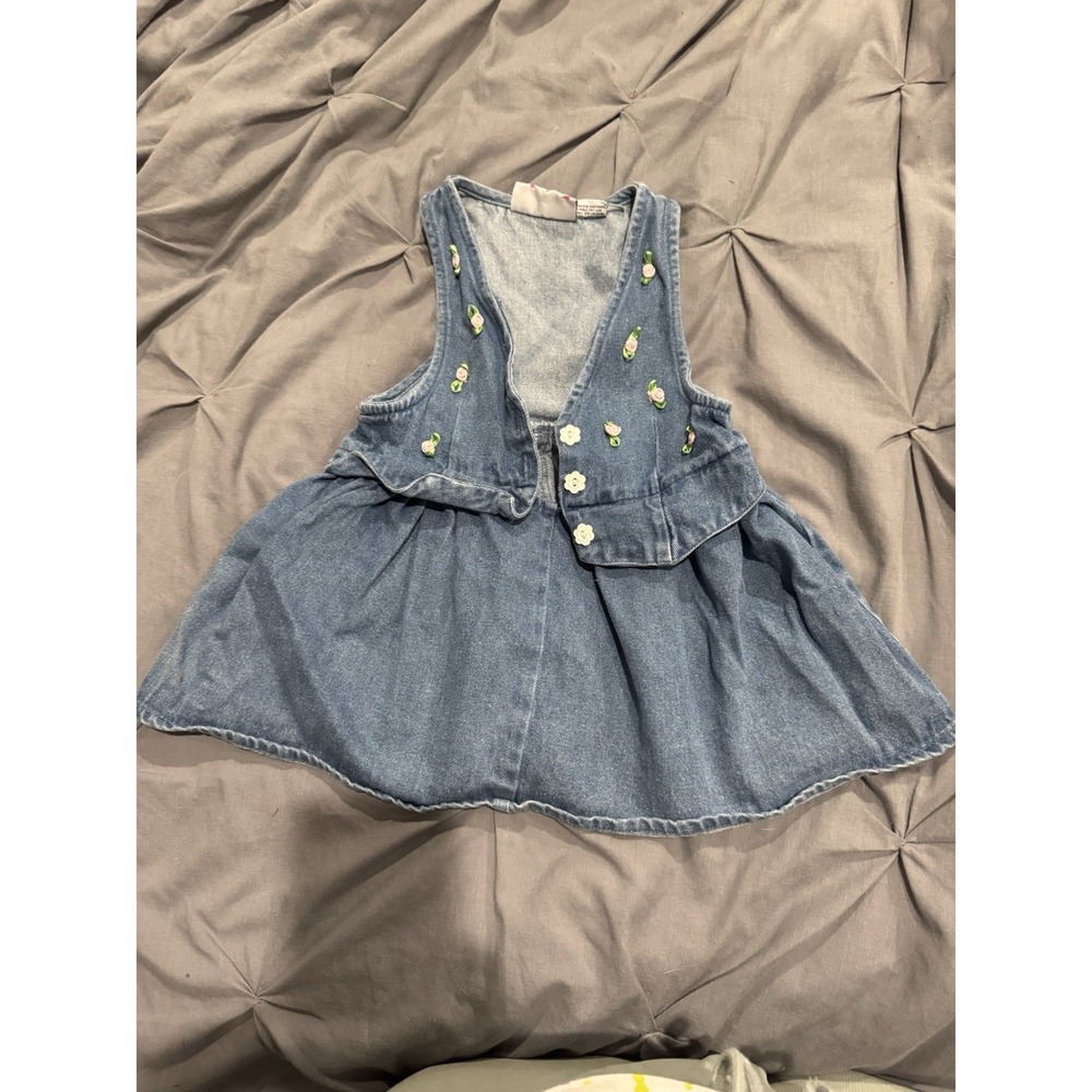 Vintage‎ Celebration Denim Roses Dress 3T Blue Jean